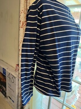 St. John's Bay Navy and White Striped Long Sleeve Top